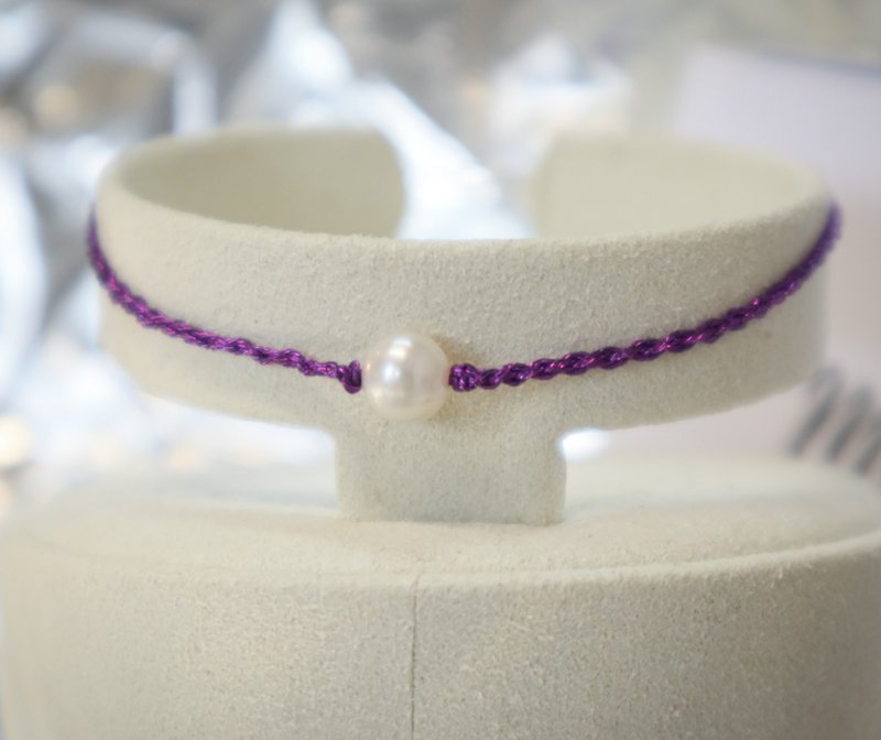 925 Sterling Silver Natural Pearl Lucky Bracelet-Purple Tang Color (CODE. A10) - สร้อยข้อมือ - ไข่มุก สีม่วง