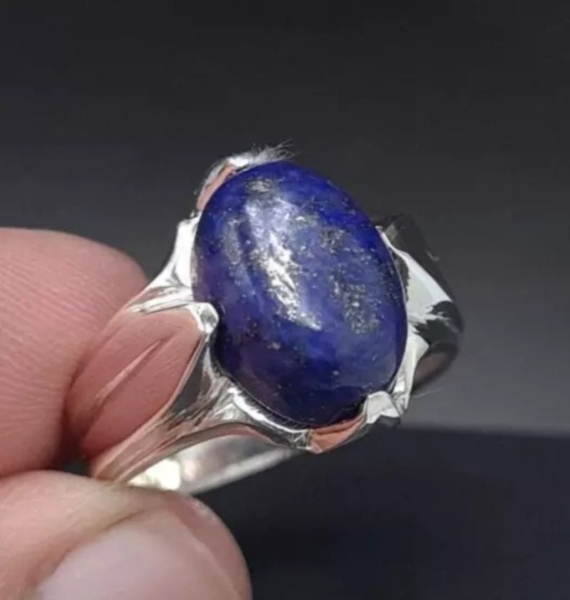 Mens Lapis Lazuli Ring Lajward Ring Sterling Silver Lapis Ring For Man Blue ring - 戒指 - 寶石 藍色