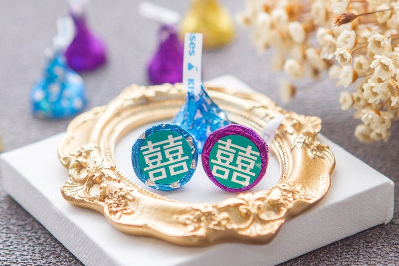 T色囍字水滴巧克力 KISSES婚禮喜糖(每包100顆) - 巧克力 - 新鮮食材 藍色