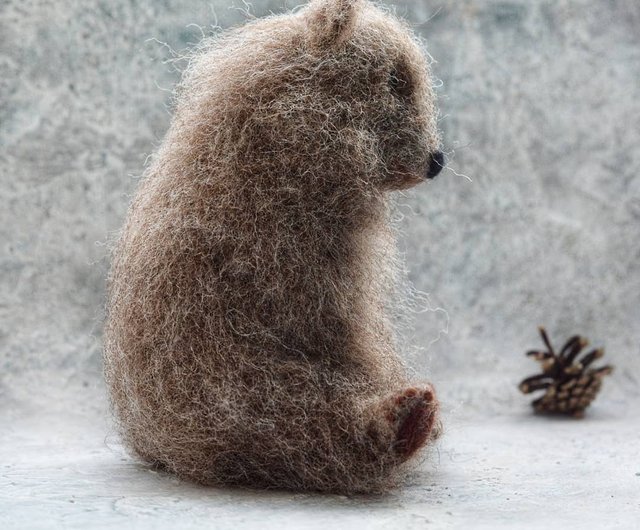 リアルな動物 針フェルトクマ 針フェルト動物 クマフィギュア ブラウン ショップ Vladlenamitoys 人形 フィギュア Pinkoi