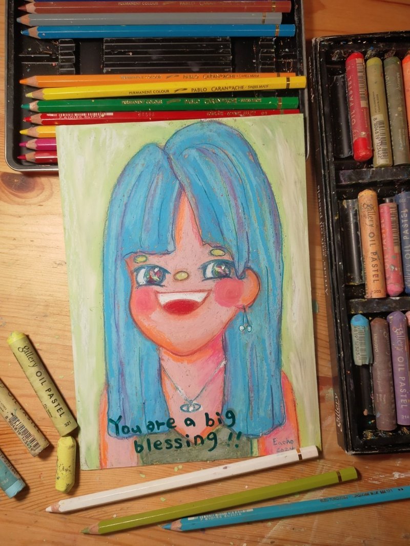 Custom - Oil Pastel Portrait - 6X8'' - Posters - Paper Yellow