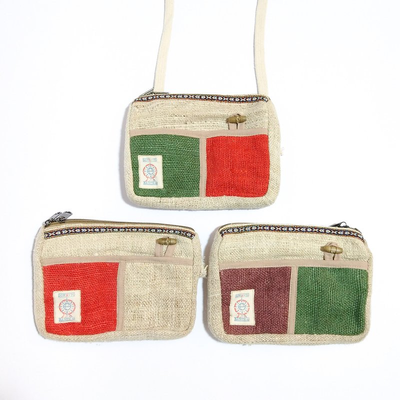 Double Pockets Shoulder Bag (multi-colors) - Messenger Bags & Sling Bags - Cotton & Hemp Multicolor