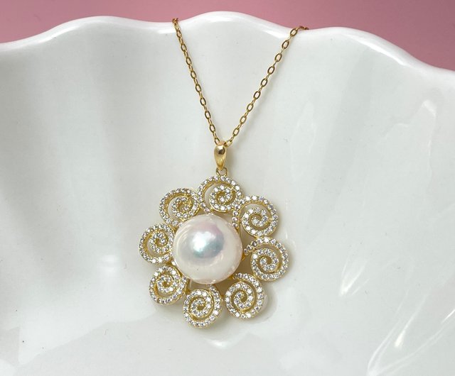 花の天然淡水真珠のカラフルなパールシルバーペンダントギフト