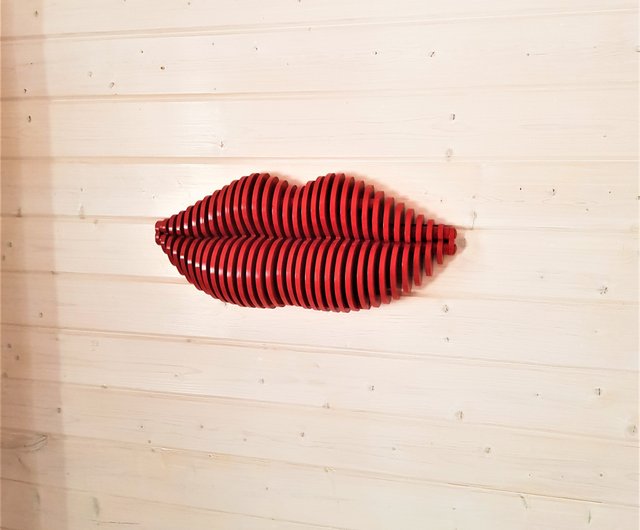 Wood 10 mm Wall Art Home Decor Parametric Panel Lips 3D Modern