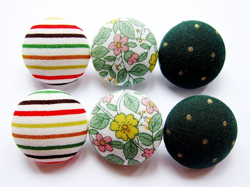 Cloth button button knitting and sewing handmade material Dots of text Floral mix and match DIY material - เย็บปัก/ถักทอ/ใยขนแกะ - ผ้าฝ้าย/ผ้าลินิน สีเขียว