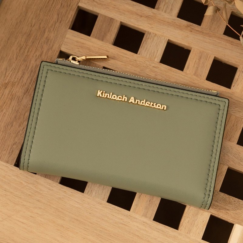 [Kim Anderson] Carol Classic Press-Button Medium Clip-Olive Green - Wallets - Faux Leather Green