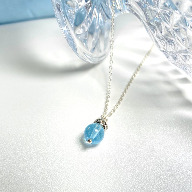 天然海藍寶簡約項鏈(增自信及改善溝通) S925 銀 - 項鍊 - 水晶 藍色
