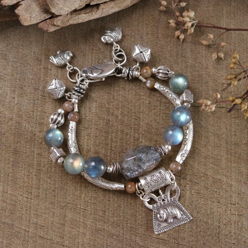 SOLD on Etsy Handmade Labradorite Tribal Ethnic Boho Bracelet with Karen Silver - Bracelets - Sterling Silver Silver