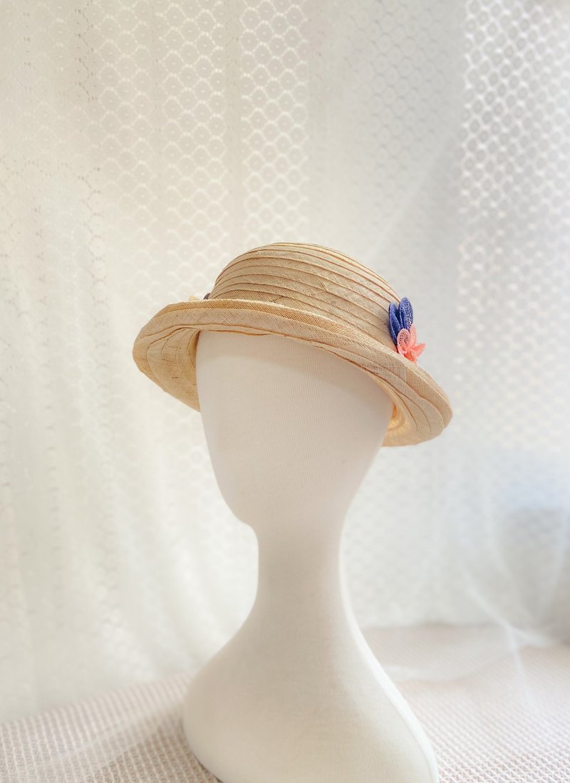 Straw hat curled round hat-Agatha - Hats & Caps - Plants & Flowers 