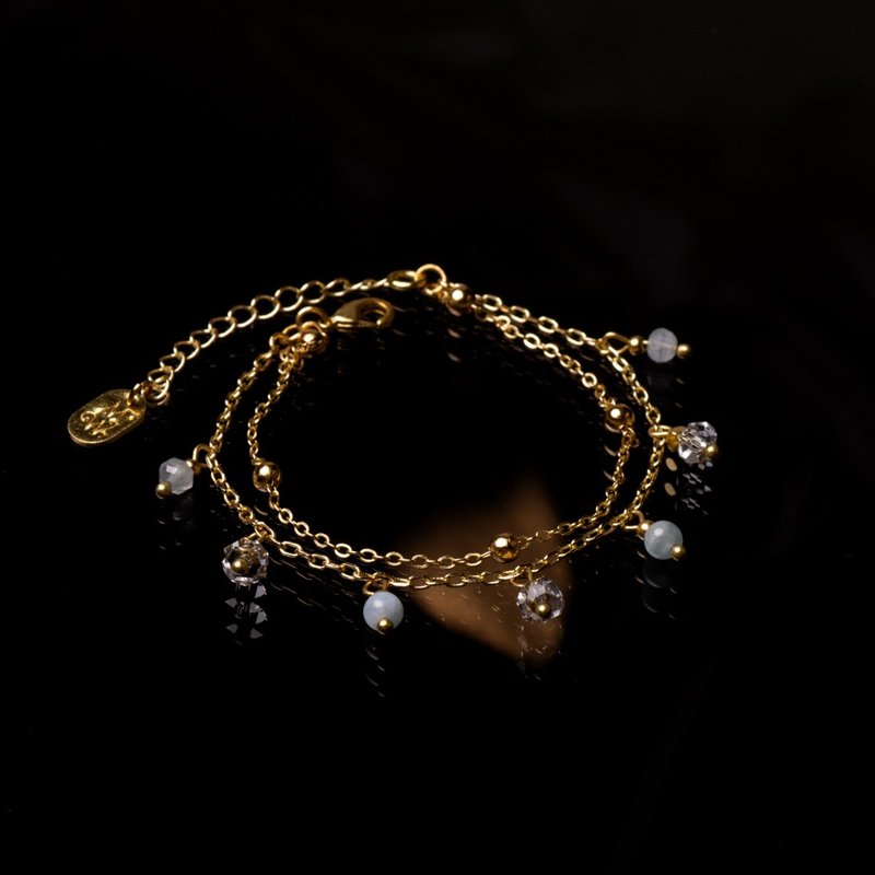 光之羽翼 l 海藍寶白水晶鏈條手鍊 B0004 - 手鍊/手環 - 寶石 