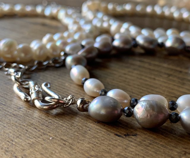 2WAY [Unisex] Freshwater pearls that bring good luck and Hematite