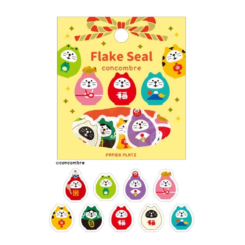 51-644 Flake Sticker Lucky Cat Daruma - สติกเกอร์ - กระดาษ 