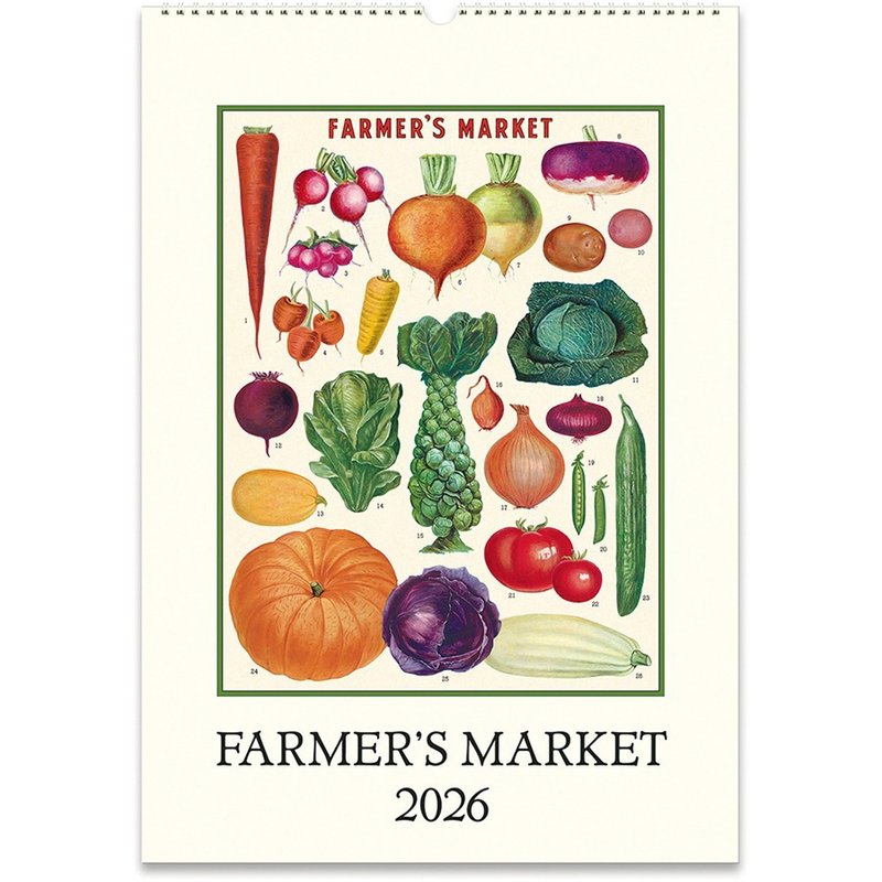 (預購) Cavallini & Co.  2026 年曆/掛曆_FARMER'S MARKET - 日曆/月曆/年曆 - 紙 多色