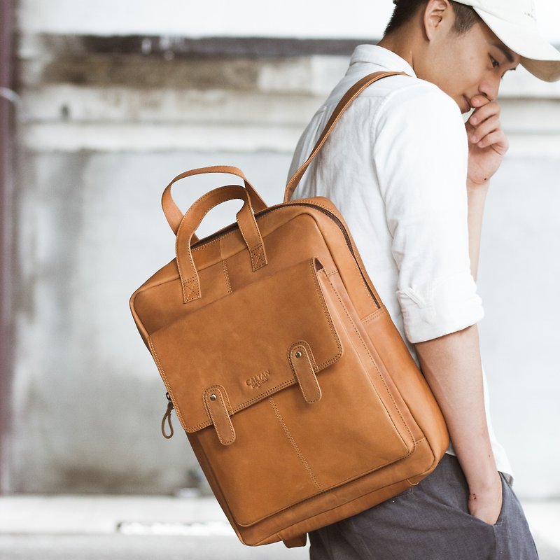 [Large capacity] Travel New Yorker genuine leather backpack 5281 two colors - Backpacks - Genuine Leather Khaki