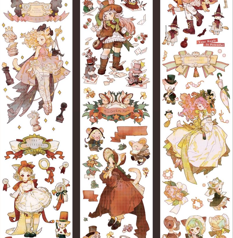 European Sweetheart Western Girl Set PET Washi Tape Made in Taiwan 10 Meter Roll - มาสกิ้งเทป - วัสดุอื่นๆ หลากหลายสี