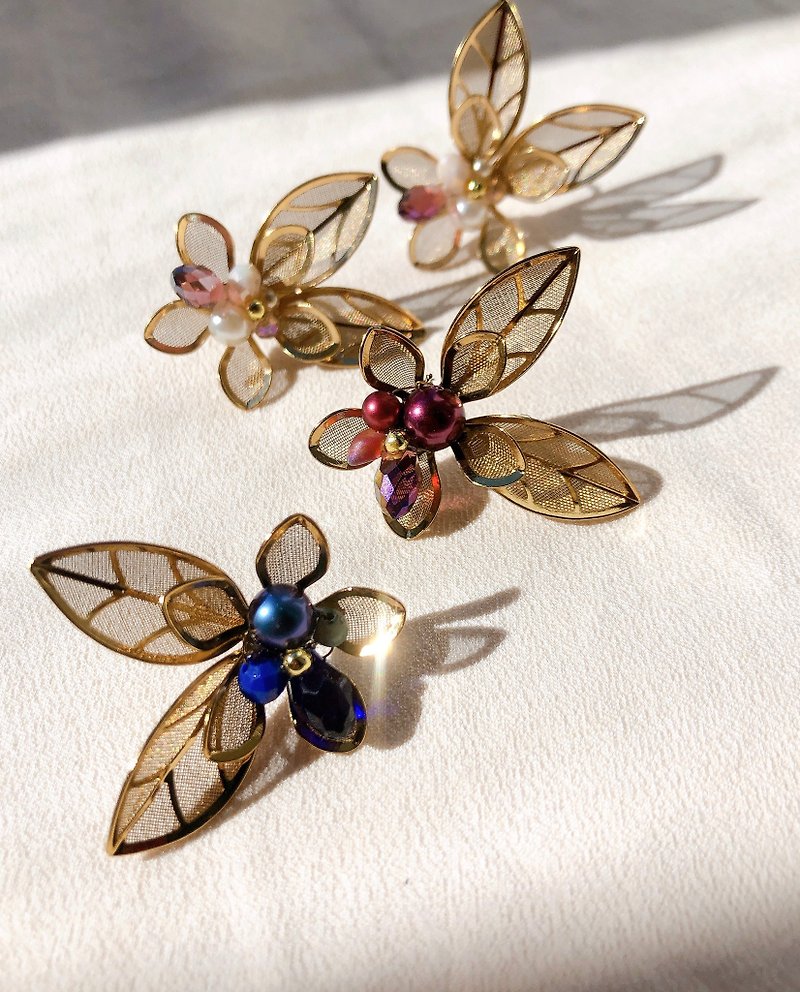 Flower Series-Double Leaf Classic Earrings Clip-On - Earrings & Clip-ons - Other Materials Gold