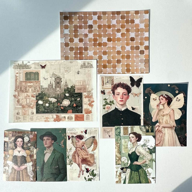 Collage pack Beige Sticker + Paper MIX (anns note) vintage - 貼紙 - 紙 多色
