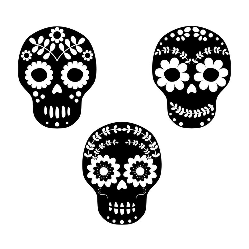 Sugar skull svg, floral skull template, skull dxf, day of the dead svg, dia de l - 圖文模板設計 - 其他材質 