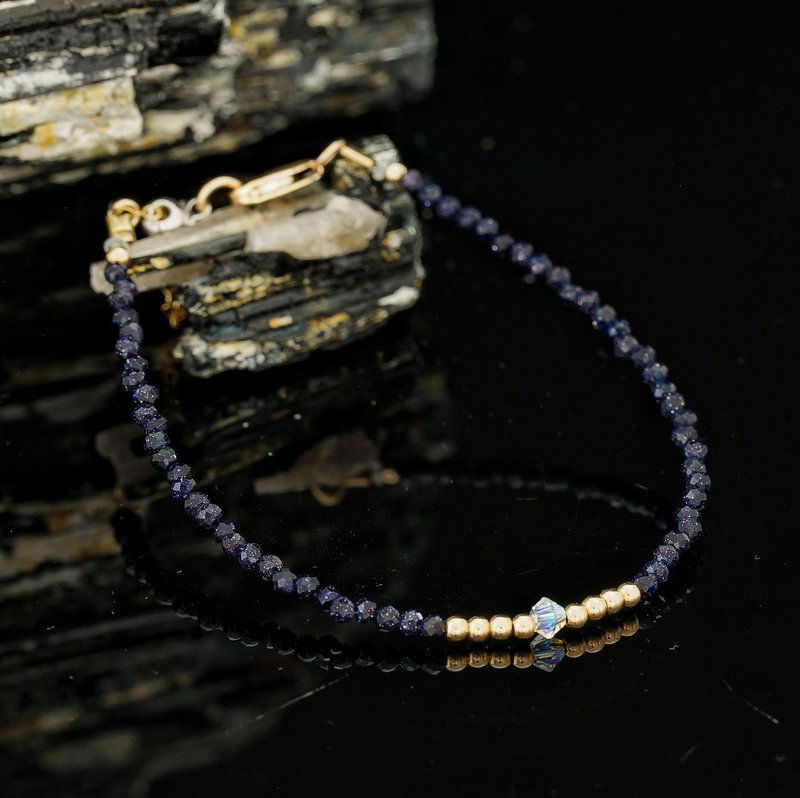 曰本 Cenfill 鋼絲 藍砂石 14K包金 GF Swarovski 水晶手鍊 - 手鍊/手環 - 寶石 