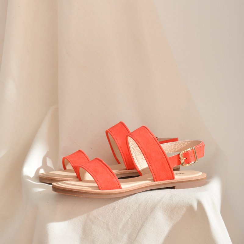Leather Sandals | Tangerine - Sandals - Genuine Leather Red