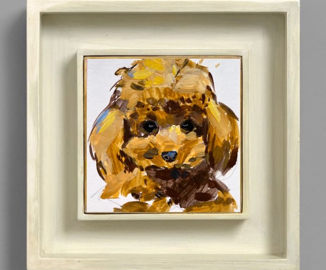 プードル 犬 絵画 オリジナル アート 小さい 絵画 動物 アート