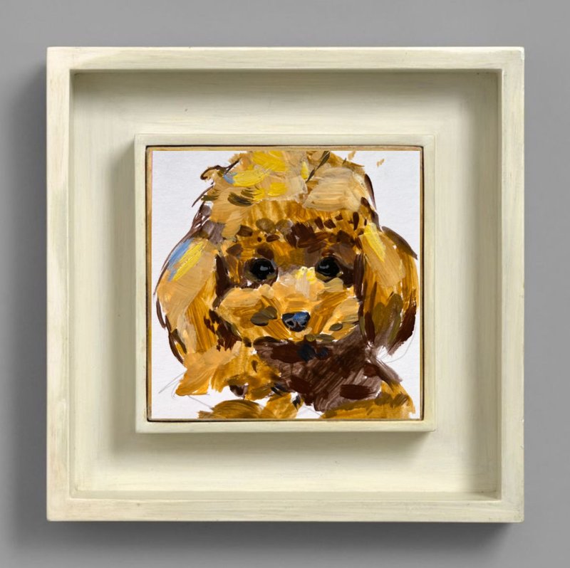 Poodle dog Painting Original Art Small Painting Animal Art - Posters - Other Materials Brown