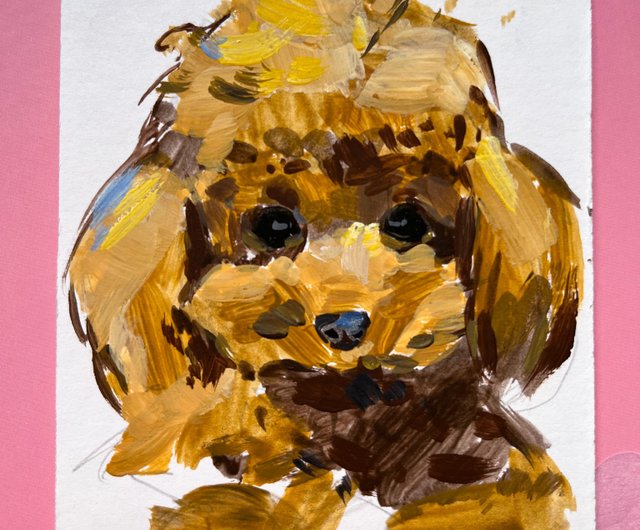 プードル 犬 絵画 オリジナル アート 小さい 絵画 動物 アート