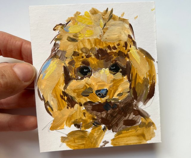 プードル 犬 絵画 オリジナル アート 小さい 絵画 動物 アート - ショップ ヴェラーフェのオリジナルアート ポスター・絵 - Pinkoi