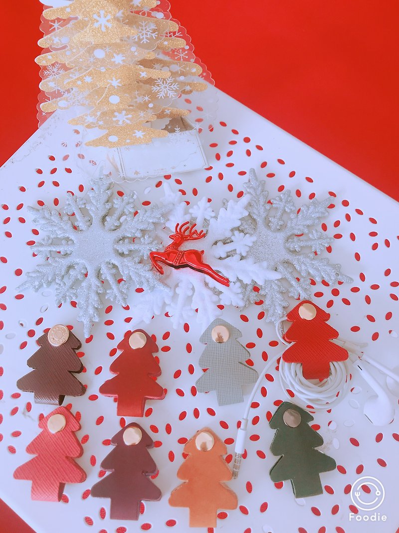 限定X'masクリスマスツリーヘッドフォンレシーバーリールクリスマスフェスティバル（無料ギフトボックス包装） - コードホルダー - 革 