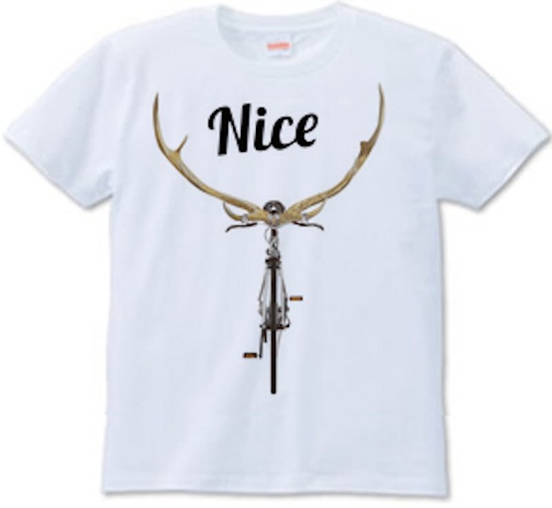 NICE DEER (T-shirt white / ash) - เสื้อยืดผู้หญิง - ผ้าฝ้าย/ผ้าลินิน สีเทา