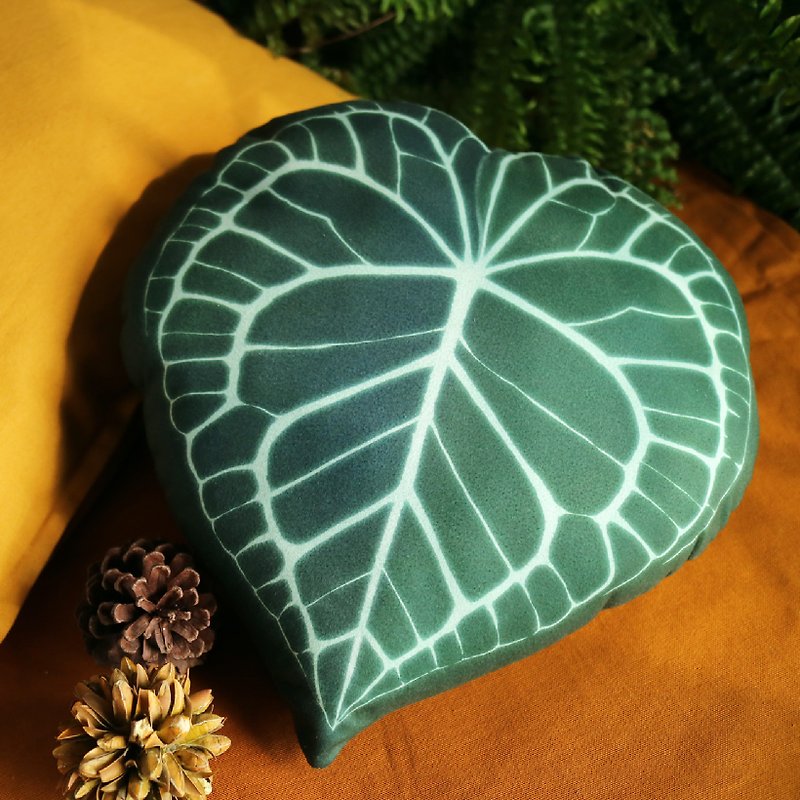 Round leaf anthurium pillow-Mingmai anthurium-flamingo pillow - Pillows & Cushions - Polyester Green