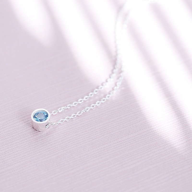 Aquamarine Maru Necklace Silver 925 - Necklaces - Other Metals Blue