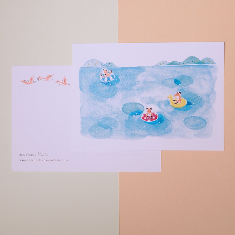 Fox under the water fun postcards - การ์ด/โปสการ์ด - กระดาษ 