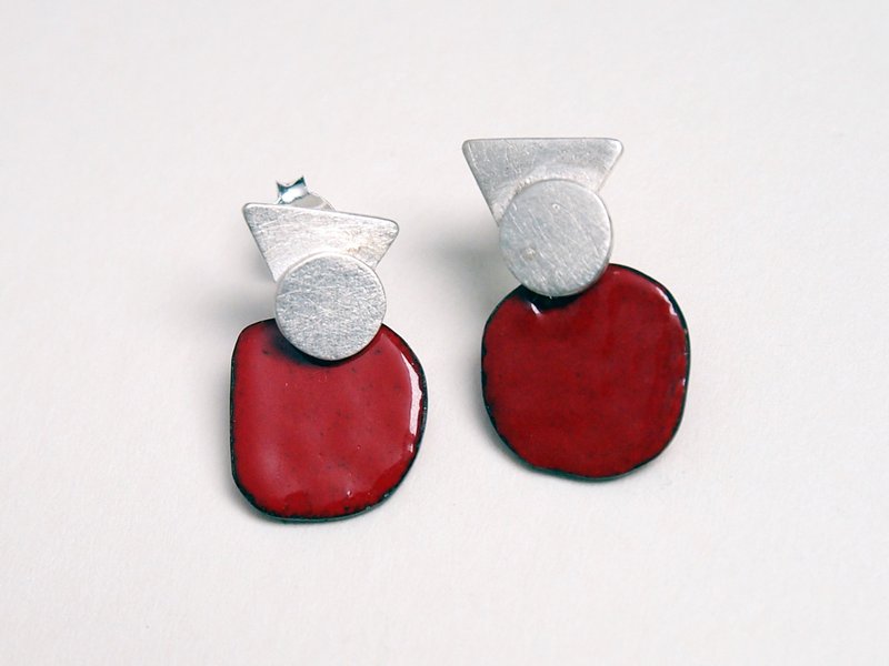 Gem Series  #a282 Emanel earring - Earrings & Clip-ons - Silver Red