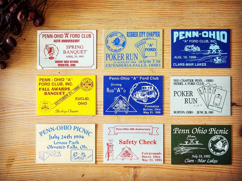 美國早期1950至1990年代古董車俱樂部金屬紀念小鐵牌 （180元／片，下訂請備註編號）（J） - 裝飾/擺設  - 其他金屬 多色