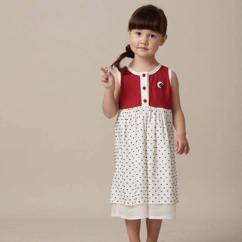 Hepburn Series-Pop Multi-layered Round Skirt (Black/Red) - ชุดเด็ก - ผ้าฝ้าย/ผ้าลินิน สีแดง