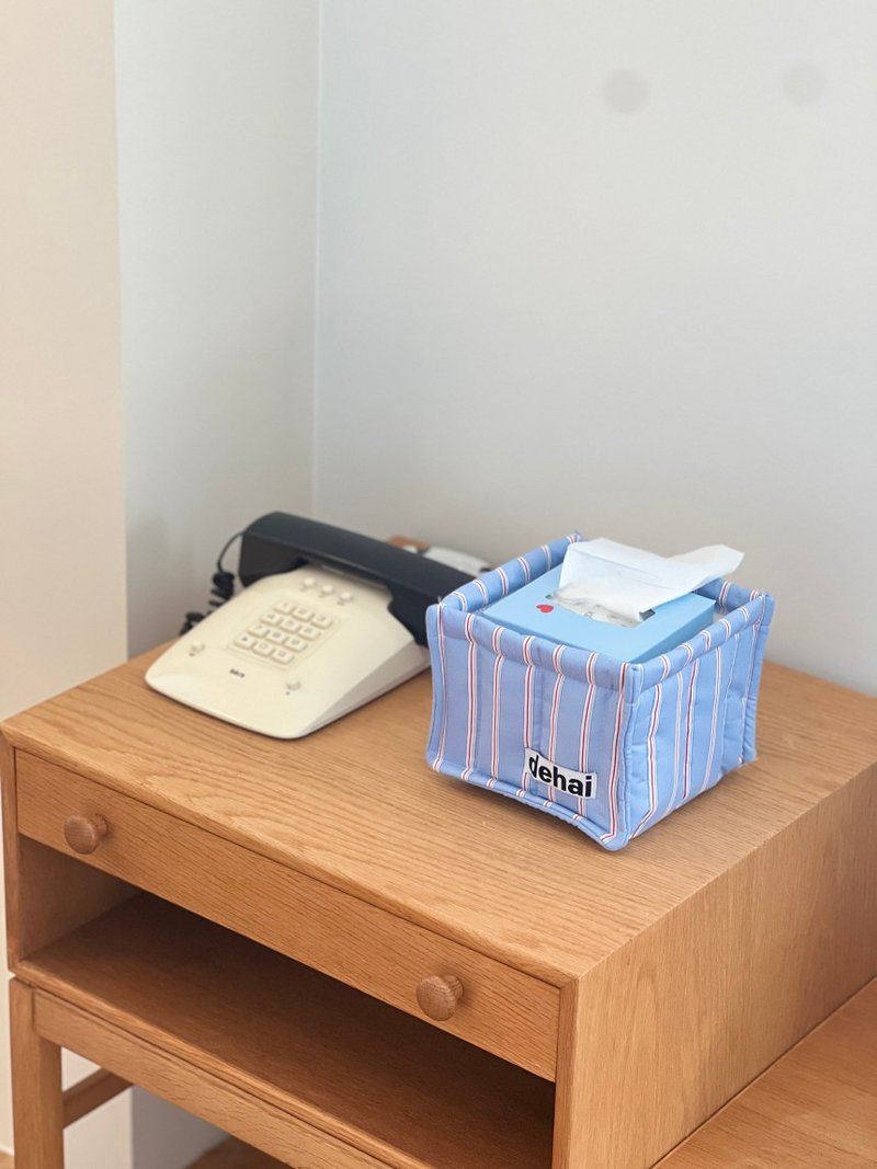 Stripe tissue square basket - 面紙盒 - 棉．麻 