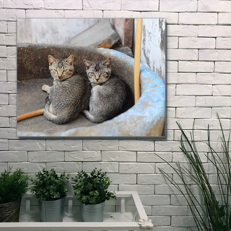 フレームレスコピーペインティング|猫の寄り添うA0047 | Kアーティスト - ポスター・絵 - その他の素材 多色