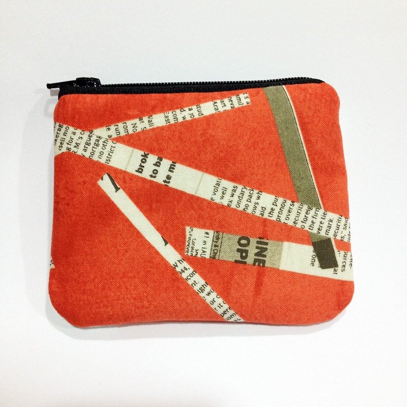 Newspapers red purse - Coin Purses - Cotton & Hemp Red