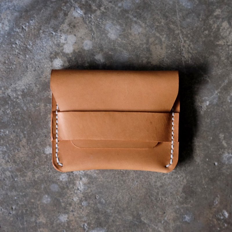 Tan Leather Card Wallet / Card Holder - 錢包/皮夾/長短夾 - 真皮 咖啡色