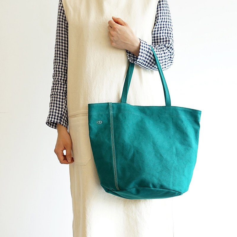 MOGU / Canvas Shoulder Tote Bag / Green / Small Cam - กระเป๋าแมสเซนเจอร์ - ผ้าฝ้าย/ผ้าลินิน สีเขียว