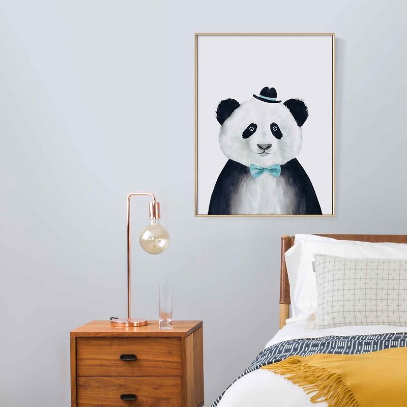 Blue Bow Tie Panda-Panda watercolor Panda print Panda wall art Panda Painting - Posters - Other Materials Black