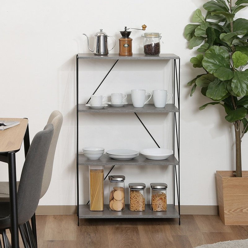 Japan FUJI BOEKI Minimalist Industrial Style Four-tier Storage Rack (Width 60cm)-DIY-Rock Ash - ชั้นวาง/ตะกร้า - โลหะ สีเทา