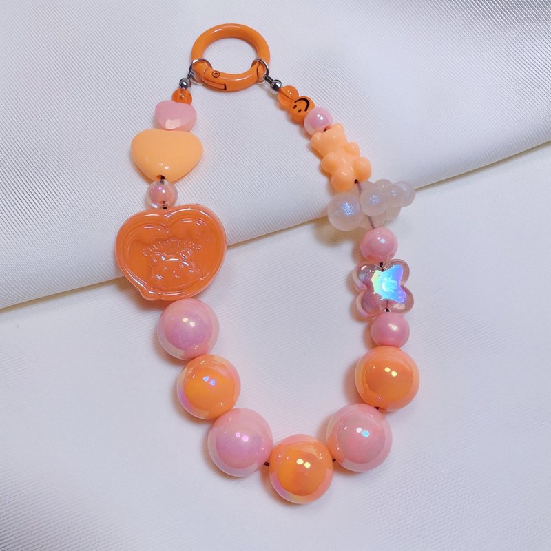 Handmade beaded mobile phone chain Orange - เชือก/สายคล้อง - พลาสติก 