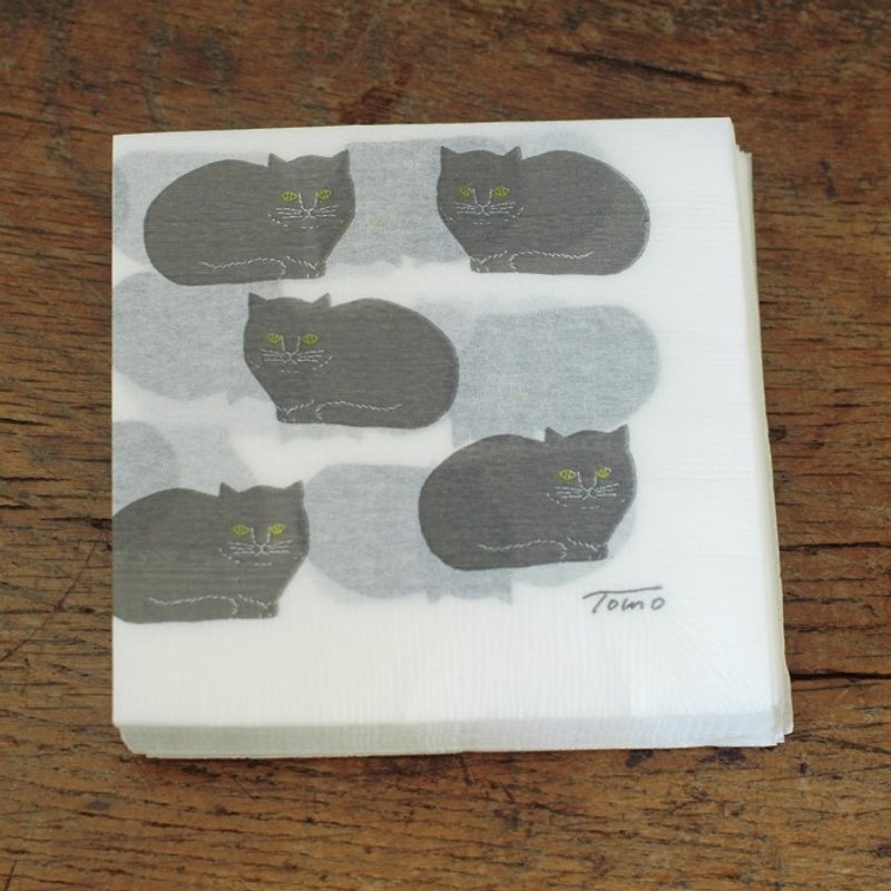 Classiky x Tomotake Cat Paper Napkin 50pcs【B (22102-02)】 - ผ้ารองโต๊ะ/ของตกแต่ง - กระดาษ ขาว