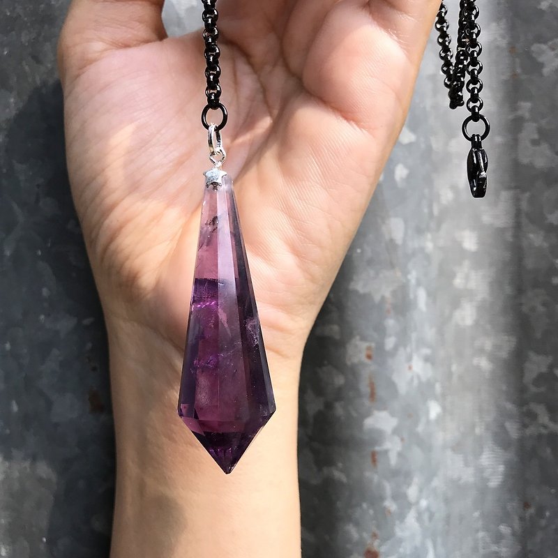 uruguay amethys quartz pendulum necklace box set - Necklaces - Gemstone Purple