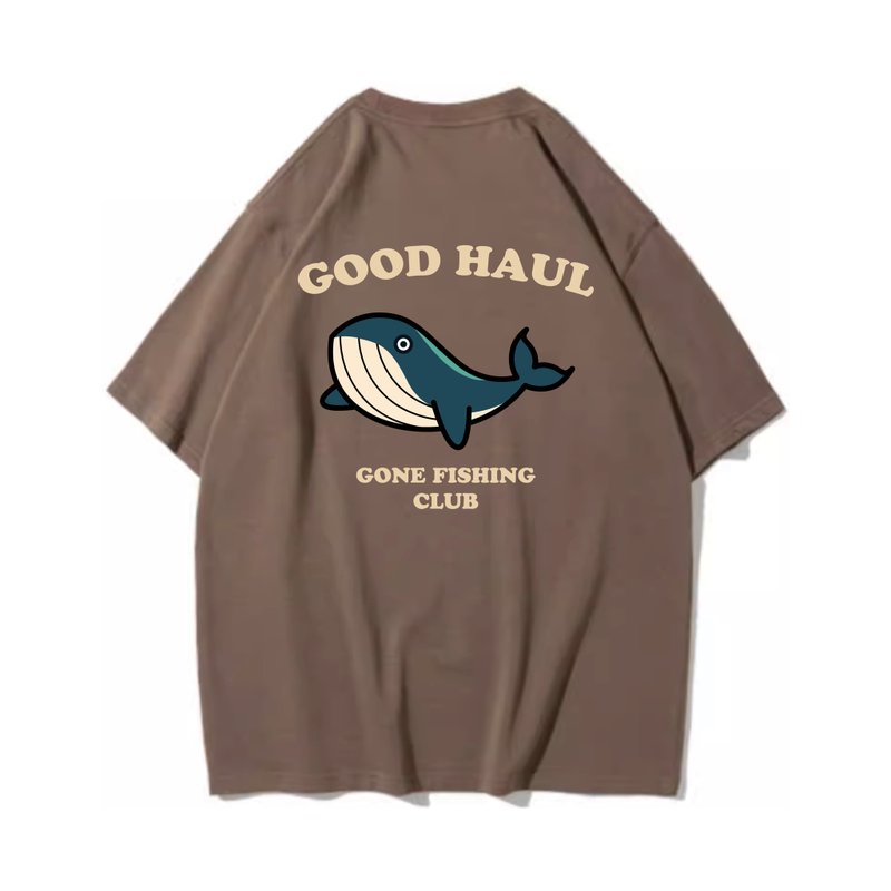 Whale unisex short-sleeved T-shirt in 8 colors for men and women fishing club - เสื้อยืดผู้ชาย - ผ้าฝ้าย/ผ้าลินิน สีน้ำเงิน