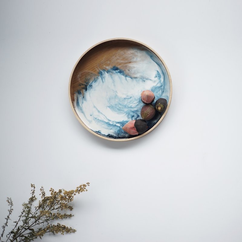【 藍山雪海・月球體・木製トレイ扥盤】21cm - 小碟/醬油碟 - 木頭 藍色