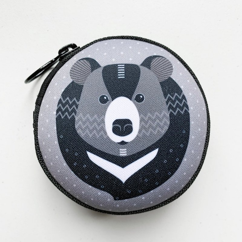 [Forest animal series] Q version black bear universal coin purse - Coin Purses - Polyester Pink
