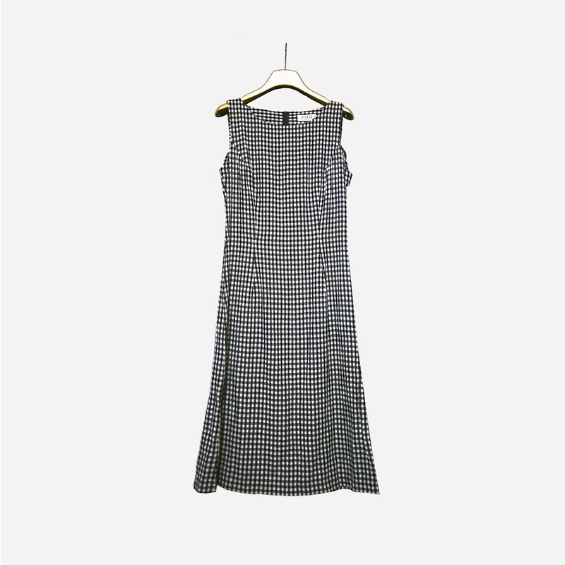 Dislocation vintage / fine check dress no.1132 vintage - One Piece Dresses - Cotton & Hemp Black